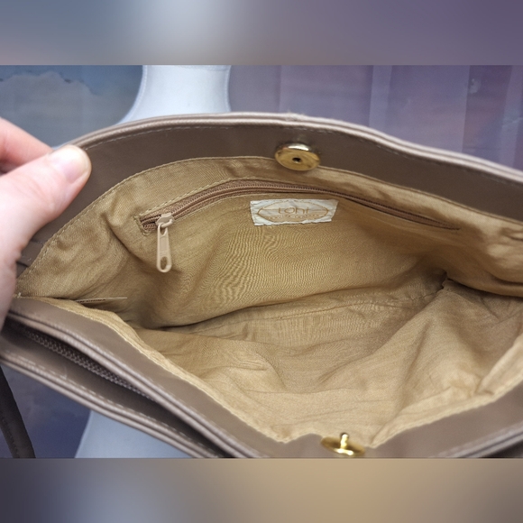 Vintage Toni Leather Tan Taupe Clutch With Crossbody Stap - Picture 9 of 14
